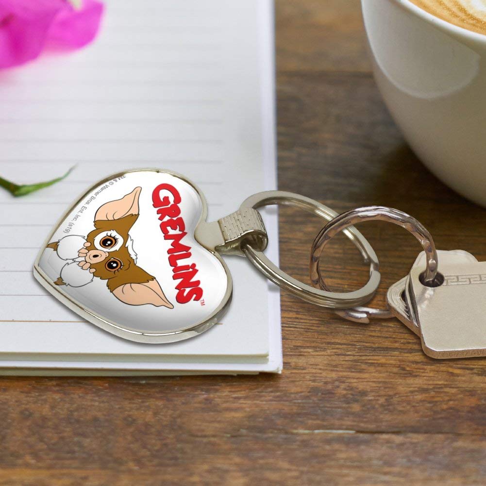 Gremlins Gizmo Logo Keychain - Cute Heart Love Metal Key Ring for Keys, Bags & Gifts | Perfect for Movie Fans, Key Organization & Pop Culture Collectors