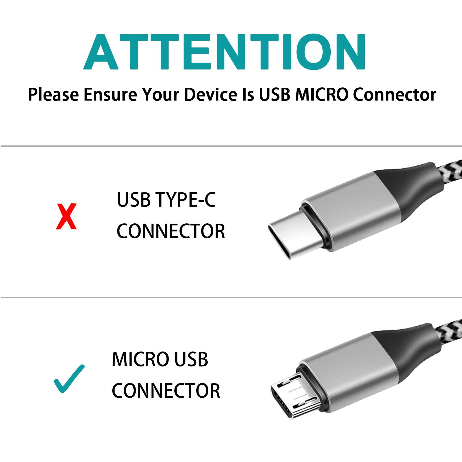 2-Pack 15Ft Micro USB 2.0 Fast Charging Cable - Nylon Braided Durable Charger for PS4 Controller, Xbox One S/X, Android Phones - High-Speed Data Sync & Power Delivery - Perfect for Gaming & Mobile Charging