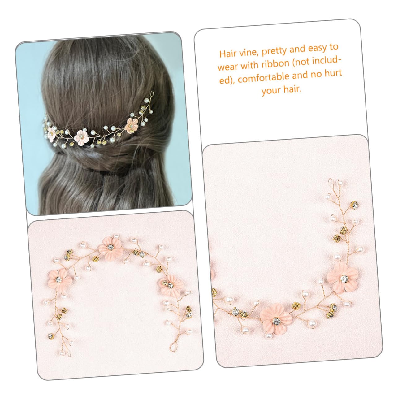 POPETPOP Girls Hair Accessories | Wedding Pearl Headband & Floral Bridal Hair Vine | Elegant Bridal Headpiece for Weddings, Prom & Special Occasions