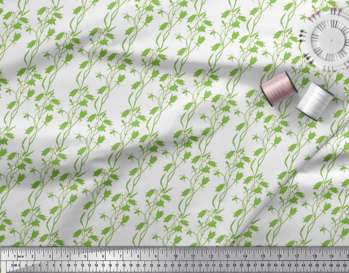 Soimoi Moss Georgette Brown Fabric by The Yard - 42 Inch Wide Floral Printed Fabric for Dresses, Curtains & Home Decor | Elegant Bell Pattern Fashion Material