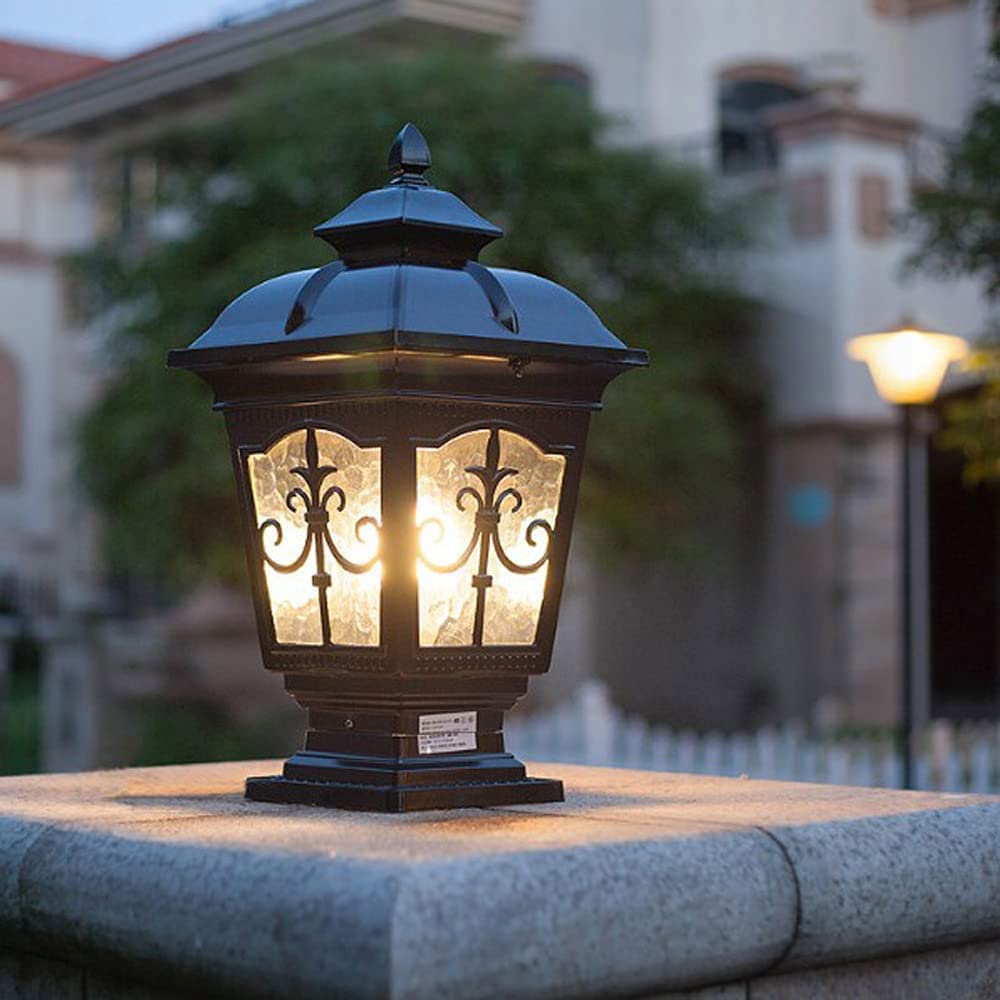 Outdoor Column Lights IP65 Waterproof - Aluminum & Glass Garden Post Lights for Fence, Patio, Landscape - Black Exterior Pillar Lights for Yard, Driveway, Walkway Decoration
