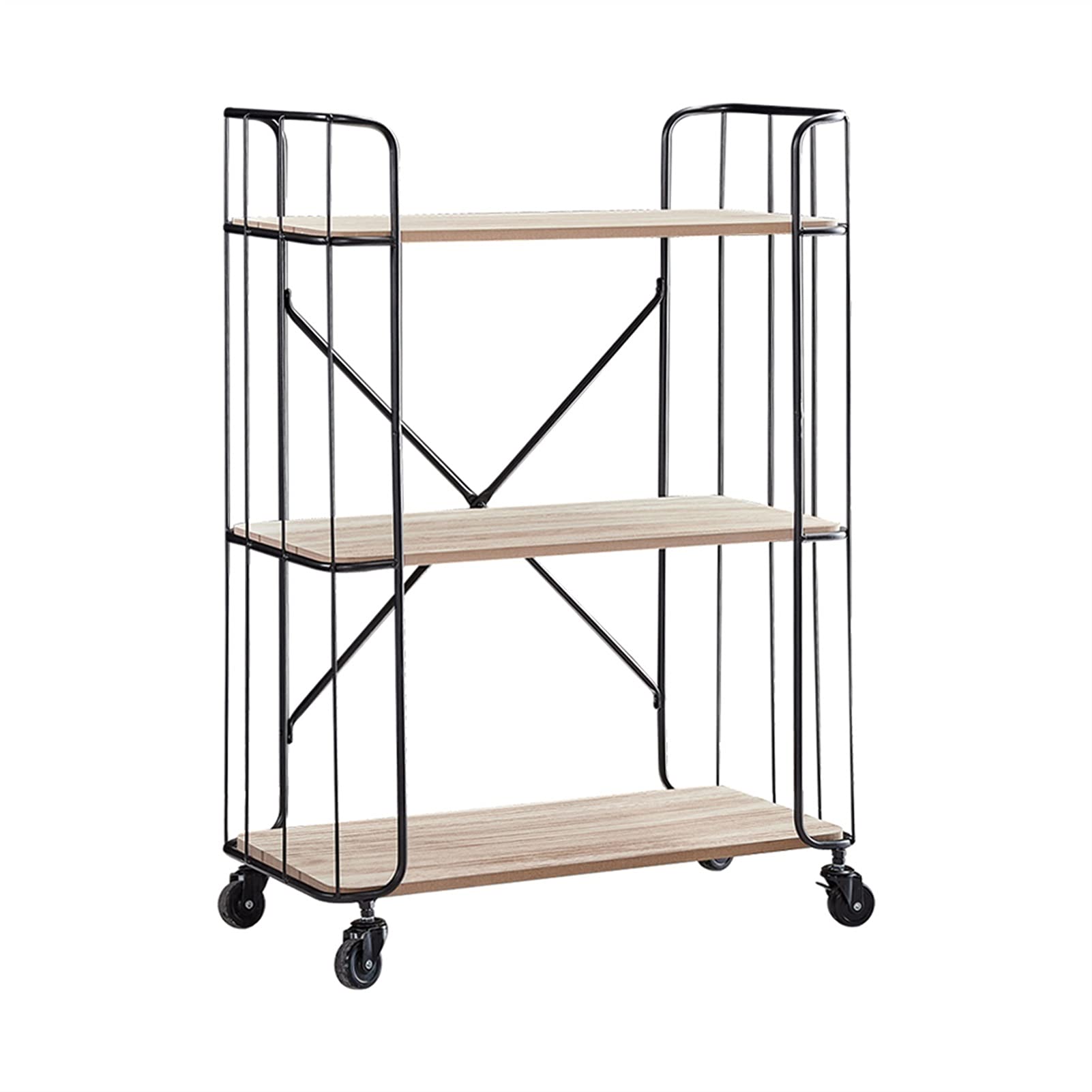Vintage 3-Tier Kitchen Island Baker's Rack with Wheels - Wooden Rolling Utility Cart for Kitchen Storage, Bookshelf & Living Room Decor - Perfect for Small Spaces, Baking Organization & Home Decoration