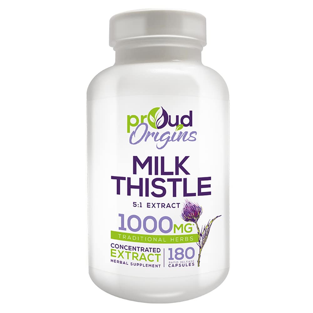 1000mg Milk Thistle Supplement for Liver Health - Supports Detox & Liver Function, Fast-Acting Formula, Gluten-Free, Non-GMO - 180 Capsules (6-Month Supply) - Perfect for Daily Wellness & Post-Alcohol Recovery