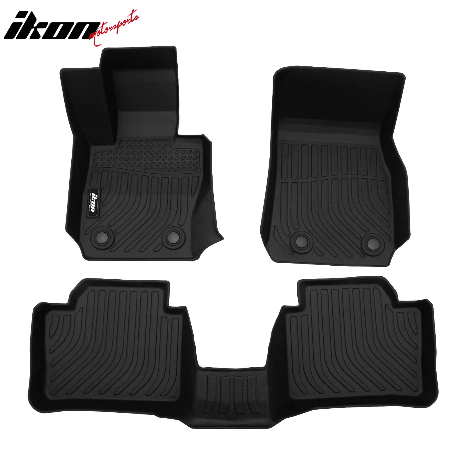 IKON 3D Molded All-Weather Floor Mats for 2012-2018 BMW 3 Series Sedan F30 AWD - Front & Rear Row TPE Protection Liners (3PC, Black) - Perfect for Daily Commuting, Road Trips, and All-Season Car Care