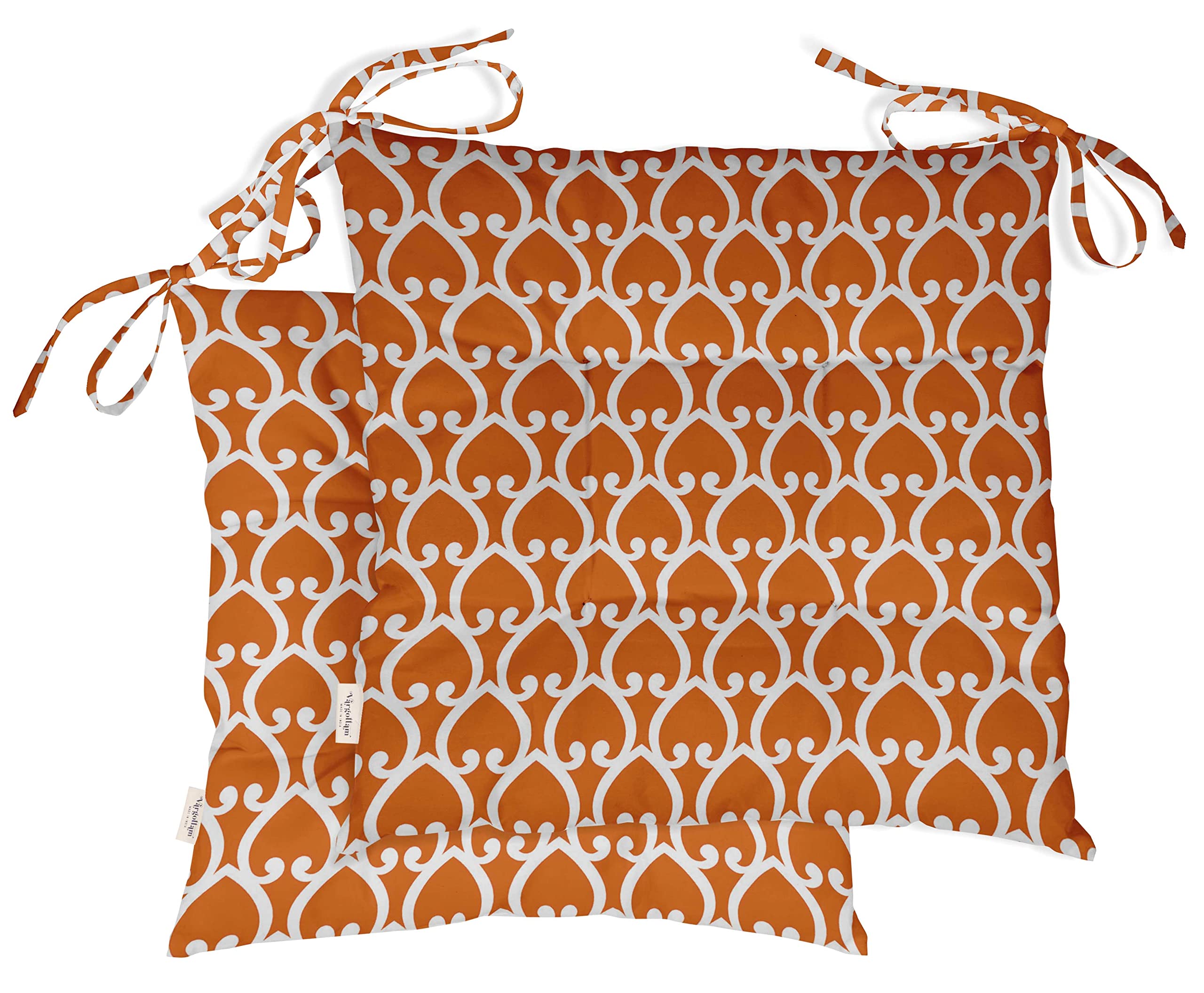 Waterproof 19-Inch Square Tufted Patio Cushion Set of 2 - Indoor/Outdoor Furniture Seat Cushions with Hearts Print in Orange | Perfect for Garden, Deck, Poolside & Outdoor Lounge Chairs