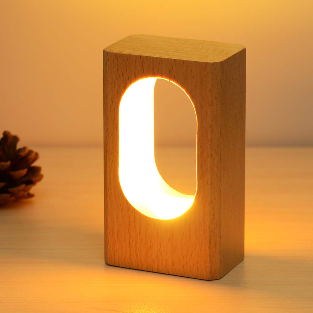 Dimmable LED Wood Desk Lamp - Adjustable Bedside Night Light for Bedroom, Creative Home Decor Table Lamp with Warm Lighting, Unique Housewarming Gift for Office, Study, Reading & Relaxation