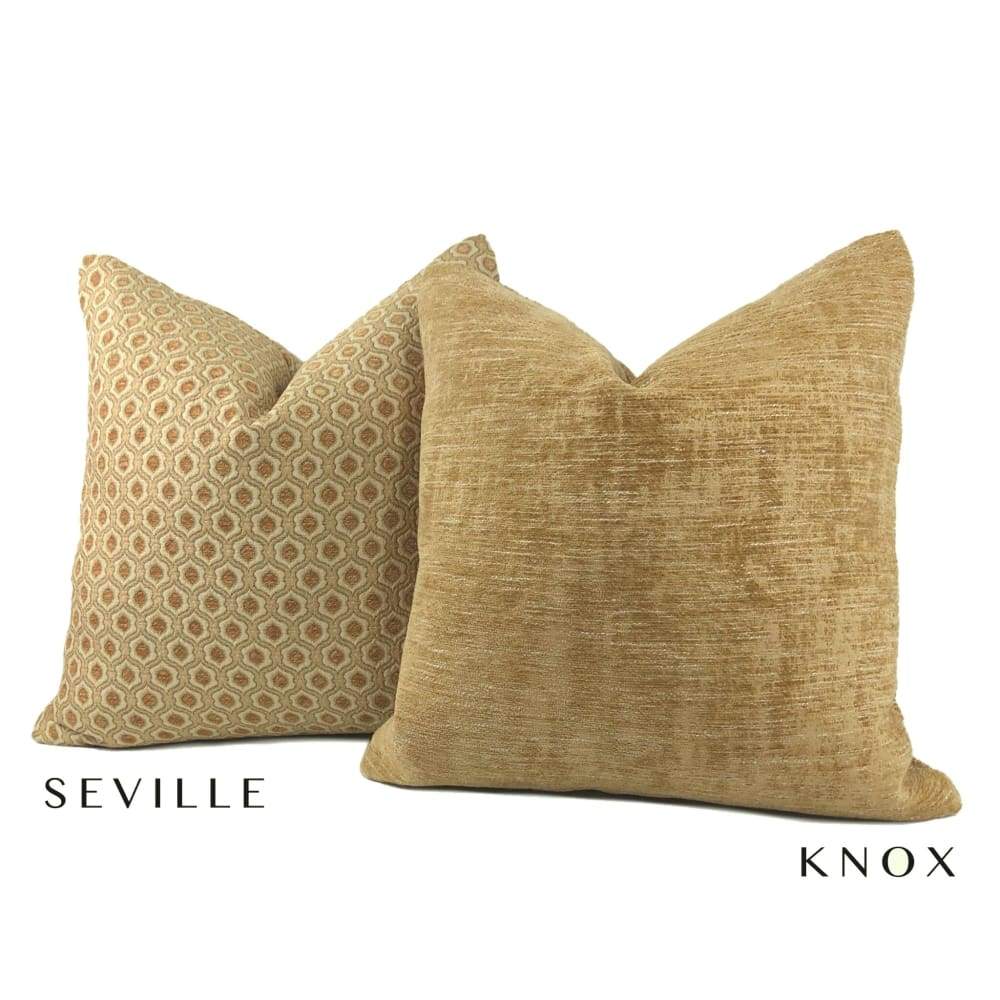 Seville Honey Beige Ogee Tile Chenille Pillow Cover - Soft Decorative Throw Pillow Case for Living Room, Bedroom & Sofa - Home Decor Accent Cushion
