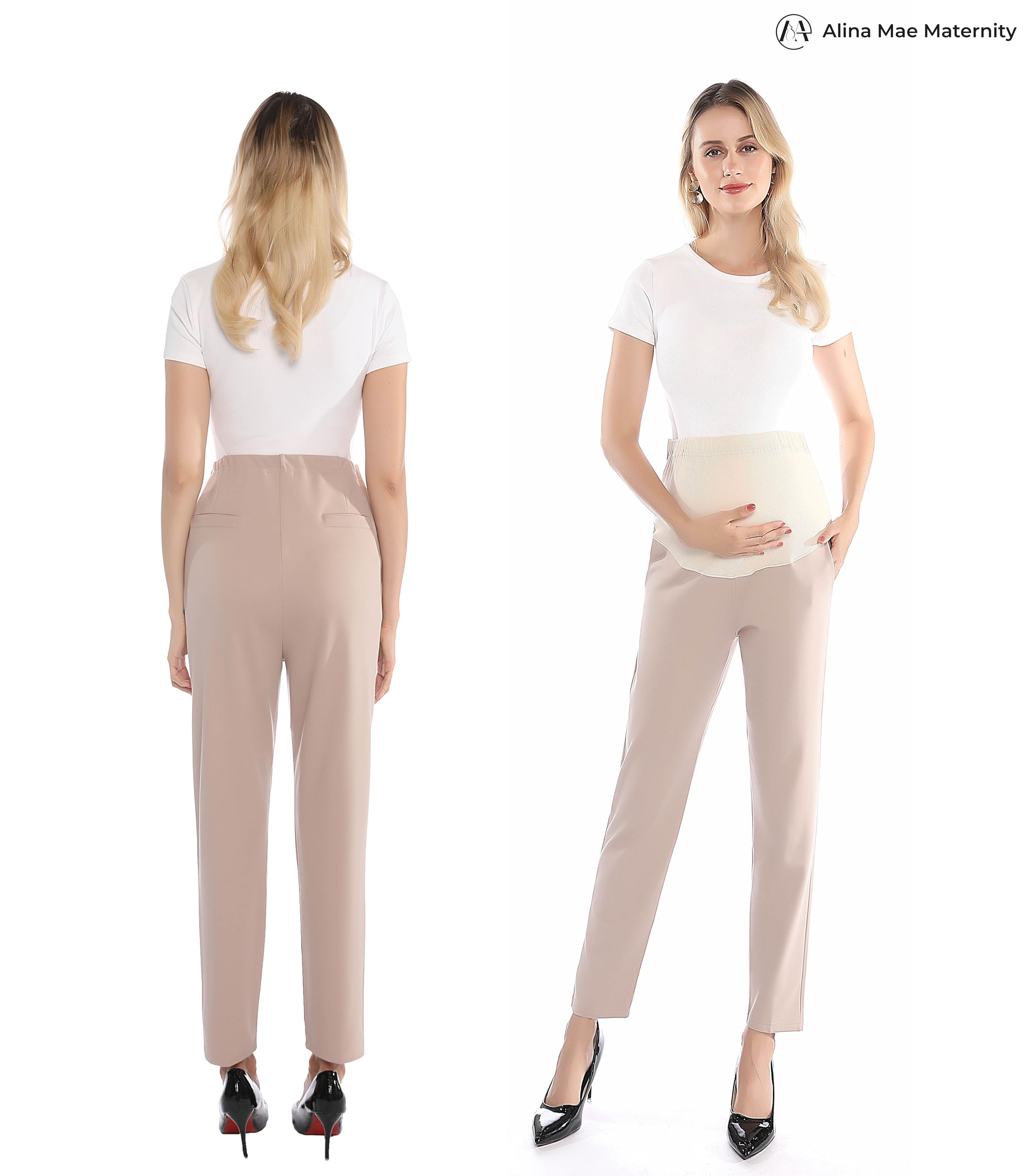 **Stretch Maternity Pants for Women - Comfortable Over-Bump Pregnancy Capris for Work & Casual Wear | Perfect for Office, Travel & Everyday Comfort**