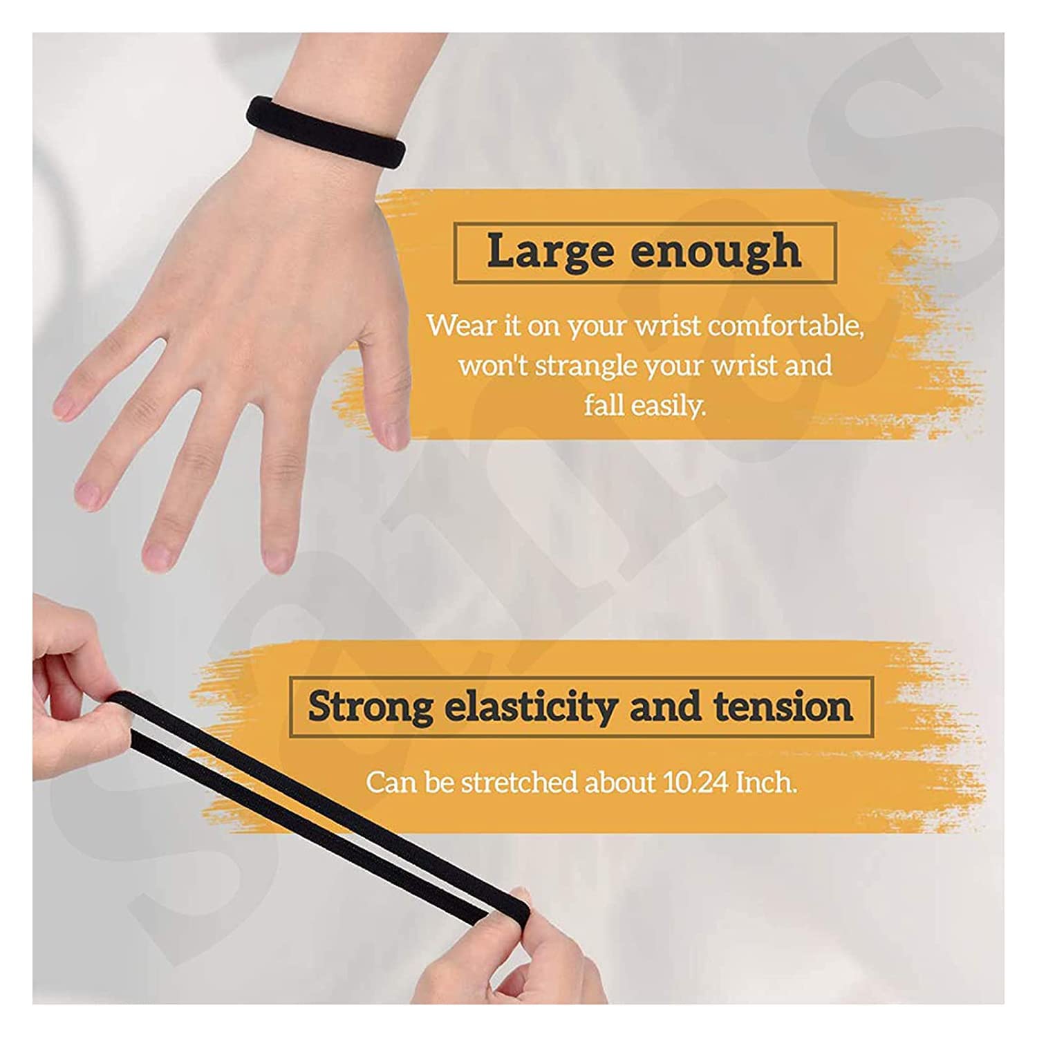 VRT Stretchable Hair Bands for Women & Girls - Soft Elastic Cotton Hair Ties (60 Pack, Black) - Perfect for Gym, Work, School & Everyday Hairstyles