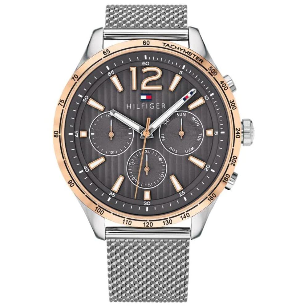 Tommy Hilfiger Unisex Quartz Watch with Multi-Dial Display & Stainless Steel Band - Water Resistant Casual & Dress Watch for Men & Women (Model 1791466) - Perfect for Office, Date Night & Everyday Wear
