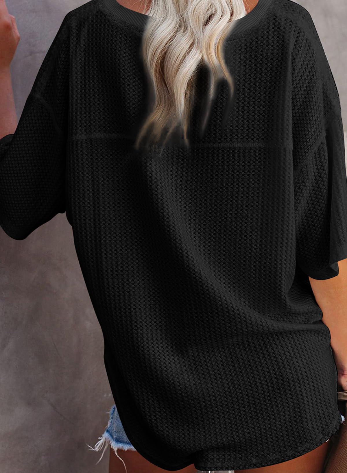 SHEWIN Women's Casual Waffle Knit T-Shirt - Short Sleeve V-Neck Summer Top for Women | Comfortable Everyday Wear, Outfits, and Layering