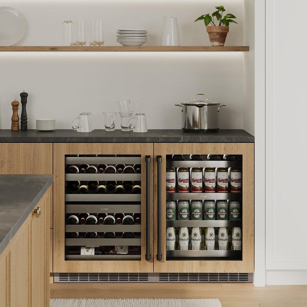 ZLINE Autograph Edition 24 Inch Built-In Beverage Refrigerator - Panel Ready Glass Door with Matte Black Handle - Perfect for Home Bar, Kitchen, or Office - Energy Efficient Mini Fridge for Drinks and Snacks (Model RBSPOZ 24 MB)
