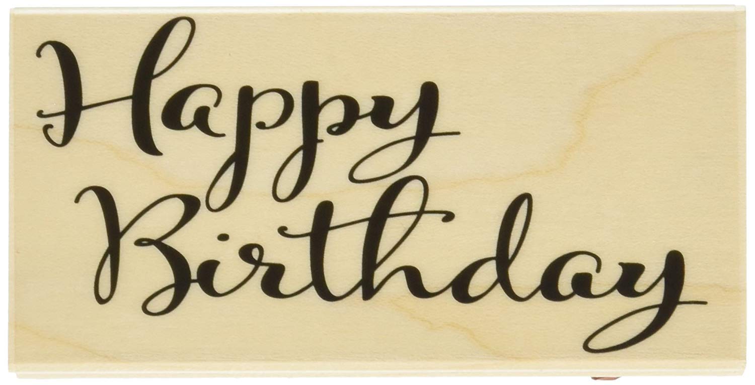 Hero Arts H6139 Happy Birthday Script Stamps - Perfect for DIY Greeting Cards, Scrapbooking & Handmade Invitations
