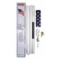 18ft White Steel Flag Pole Complete Set with 3X5ft Polycotton US Flag - Heavy Duty Outdoor Flagpole Kit for Residential & Commercial Use, Perfect for Patriotic Display, Gardens, and Public Events