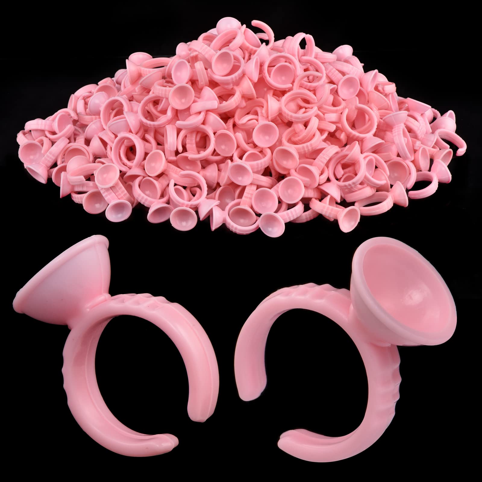 300PCS Pink Lash Glue Cups & Rings - Eyelash Extension Glue Holders for Professional Lash Artists | Durable Makeup Rings for Nail Art & Lash Application Tools | Perfect for Salon, Home Use & Beauty Professionals
