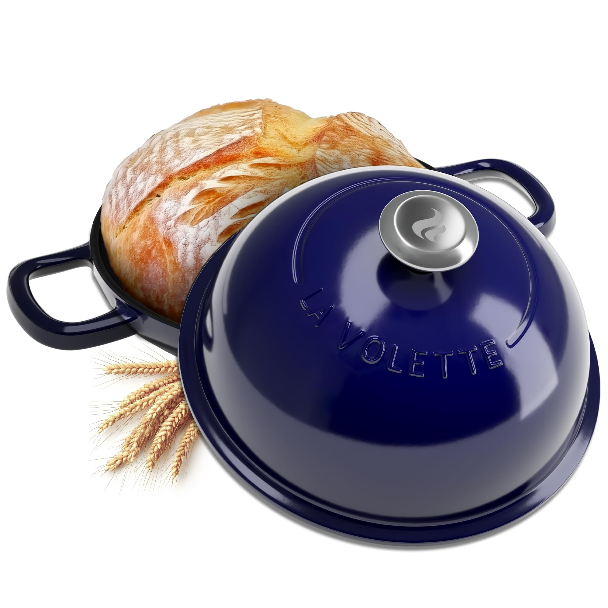 Premium 10 Inch Enameled Cast Iron Bread Baking Set with Lid – 9-Piece Dutch Oven Kit for Artisan Sourdough & Homemade Loaves | Includes Silicone Mat & Banneton | 6 Quart Blue Enameled Pot for Perfect Crust | Ideal for Home Bakers & Bread Making Enthusiasts