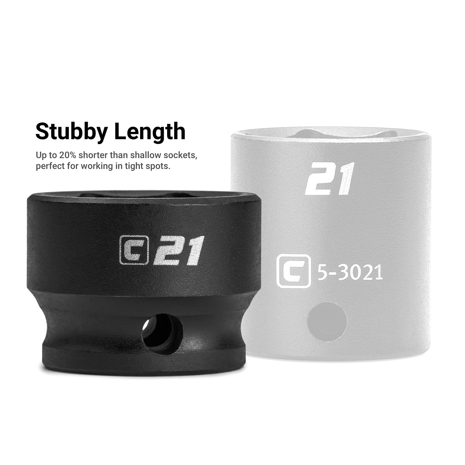 Capri Tools 1-1/8 Inch Stubby Impact Socket - 1/2 Inch Drive 6-Point SAE - Heavy Duty Automotive & DIY Repair Tool for Tight Spaces