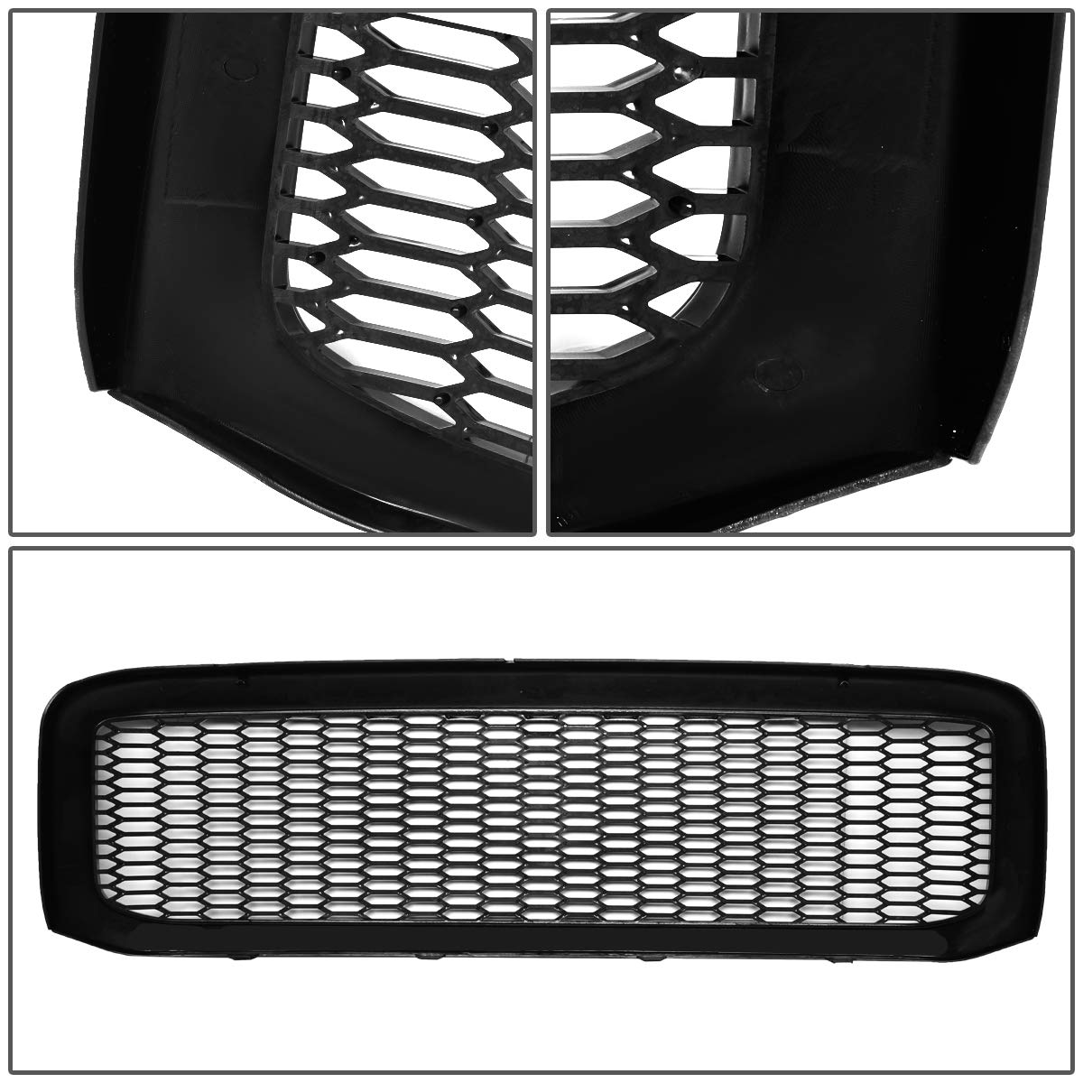 DNA MOTORING GRF-OH-016-BK Black Badgeless Honeycomb Mesh Front Bumper Grille for 1999-2004 Ford F-250 SD/F-350 SD/F-450 SD/F-550 SD Trucks - Upgrade Your Truck's Style & Protection for Off-Roading & Daily Driving