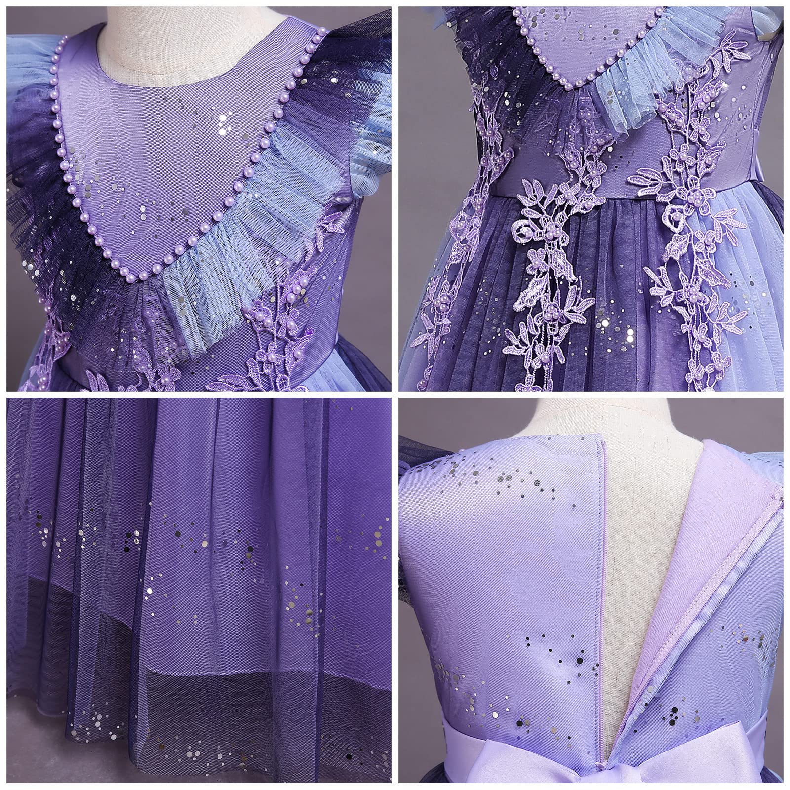 Sparkly Flower Girl Dress for Toddlers - Glitter Sequins Princess Pageant Gown with Gradient Floral Design for Weddings, Birthday Parties & Special Occasions