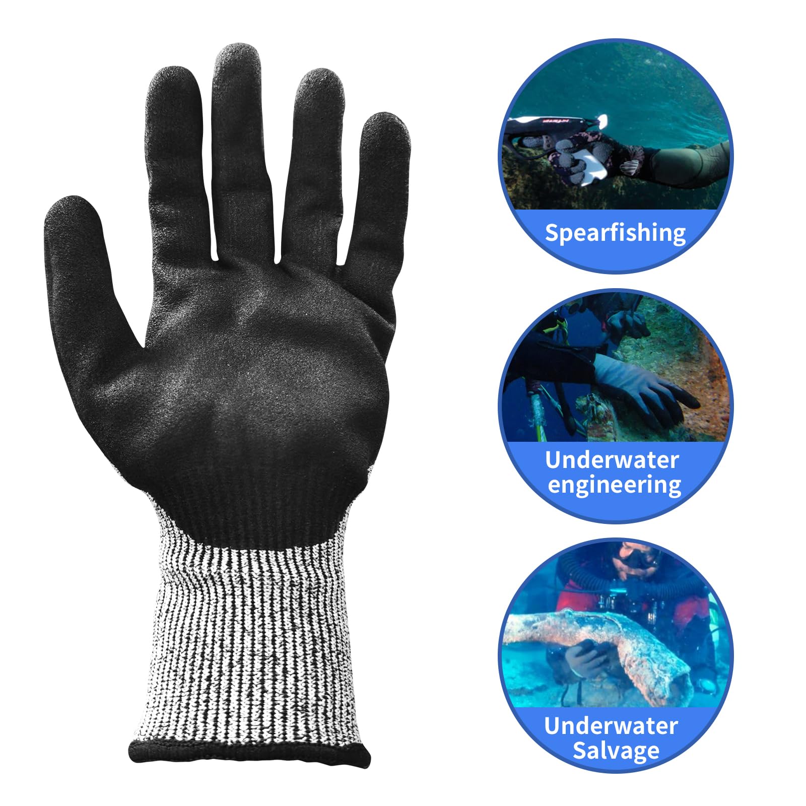 Cut Resistant Scuba Diving Gloves - Ergonomic Waterproof Gloves for Spearfishing, Lobster Catching & Surf Fishing | Professional Grade Protection for Underwater Adventures