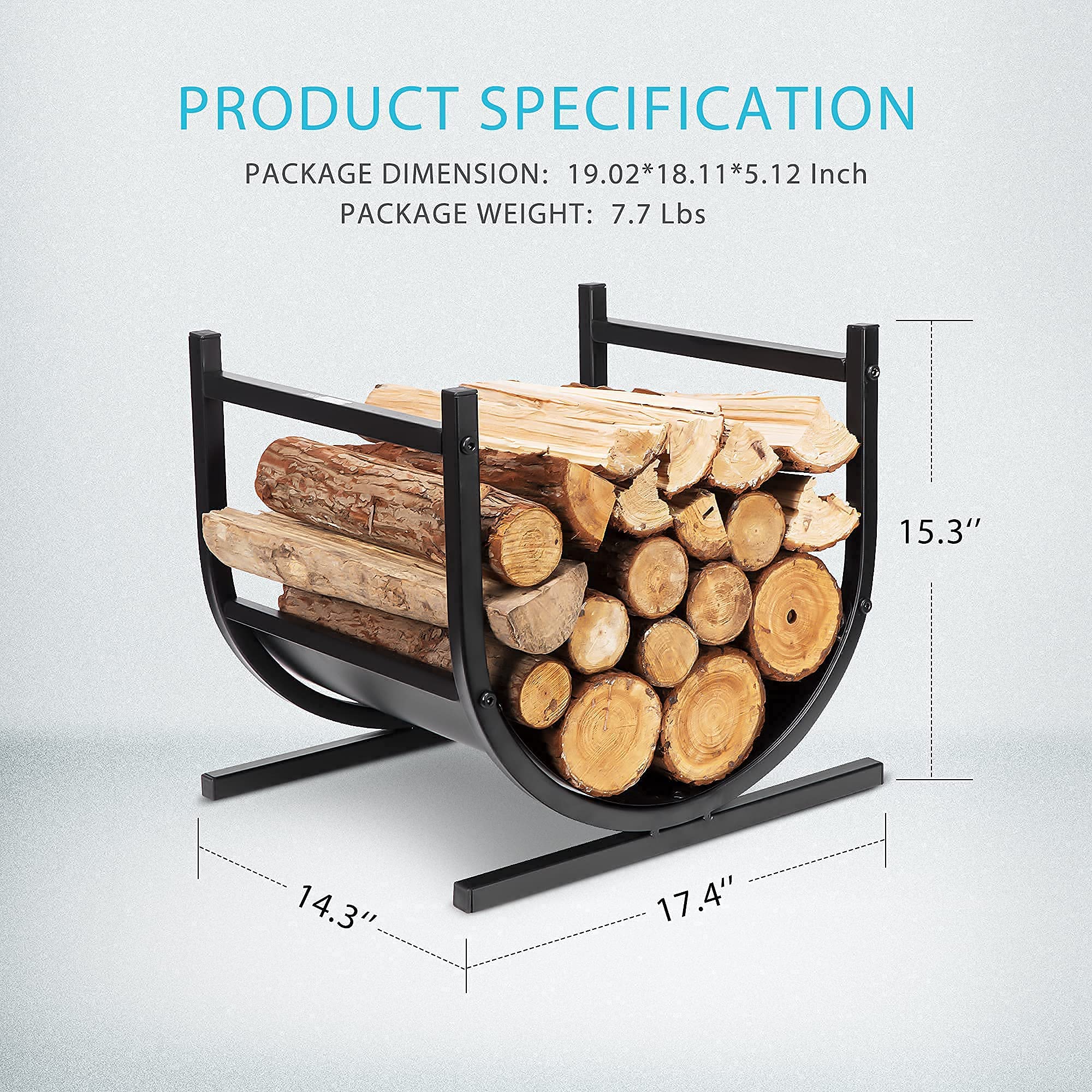 VIVOHOME 17 Inch Heavy Duty Firewood Rack - Indoor/Outdoor Log Storage Holder with 8ft Capacity - Perfect for Fireplace, Patio, and Camping Wood Storage