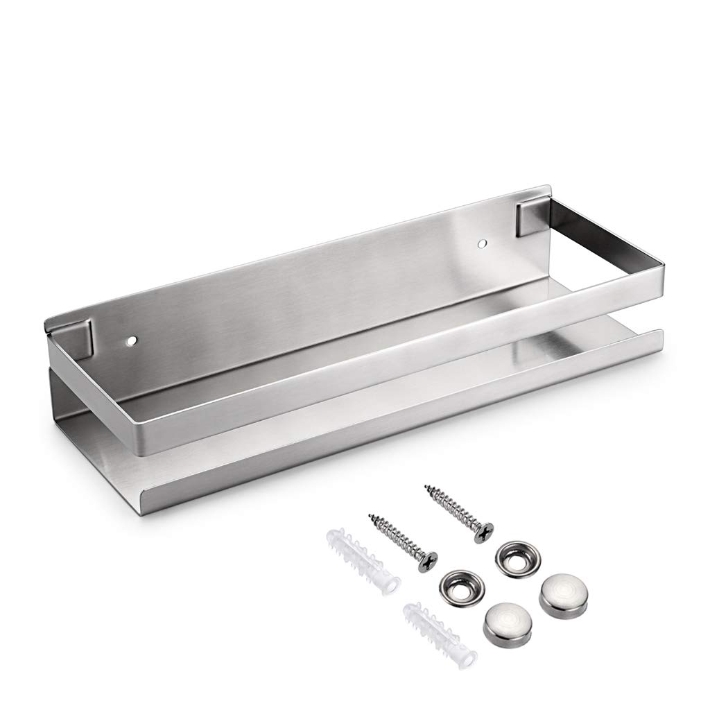 Stainless Steel Shower Caddy Shelf - 12 Inch Rustproof Bathroom Storage Organizer, Wall Mounted Corner Shelf for Bath & Kitchen - Perfect for Shampoo, Soap & Bath Essentials (Silver)