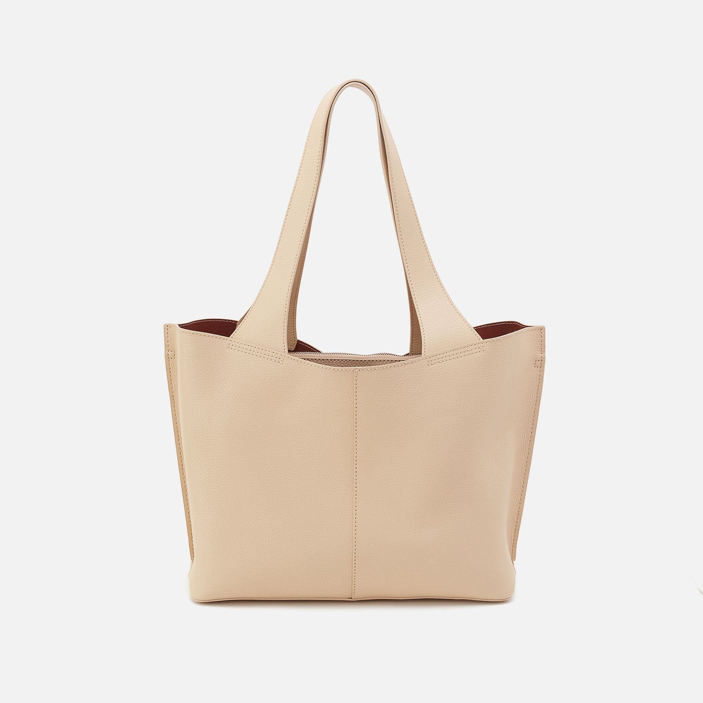 Vida Tote in Micro Pebbled Leather - Almond Color Women's Handbag | Perfect for Work, Travel & Everyday Use