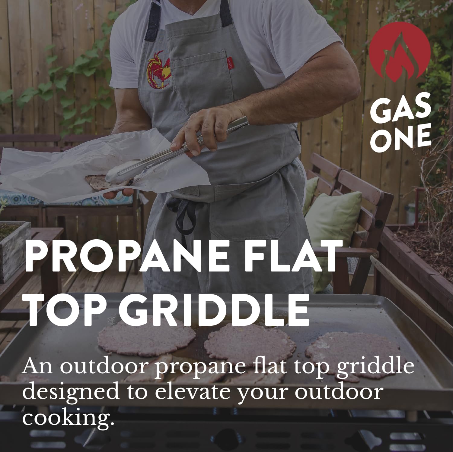 Gas One 4-Burner Flat Top Propane Grill with Outdoor Cart - Stainless Steel Auto-Ignition Camping Griddle for Easy Cleaning - Perfect for Backyard BBQs, Tailgating & Outdoor Cooking
