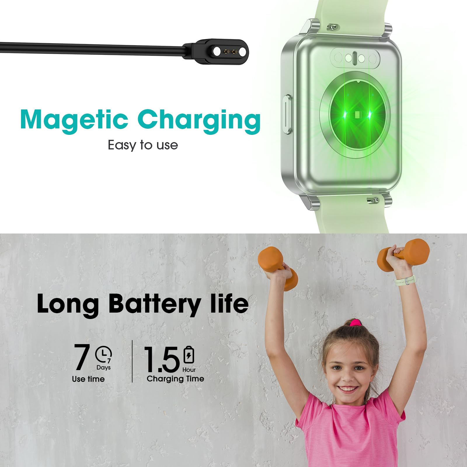 Kummel Smart Watch for Kids & Teens - No App Required Fitness Tracker with Heart Rate Monitor, Sleep Tracking, Step Counter, Calorie Tracker & Waterproof Design | Perfect for School, Sports & Outdoor Activities