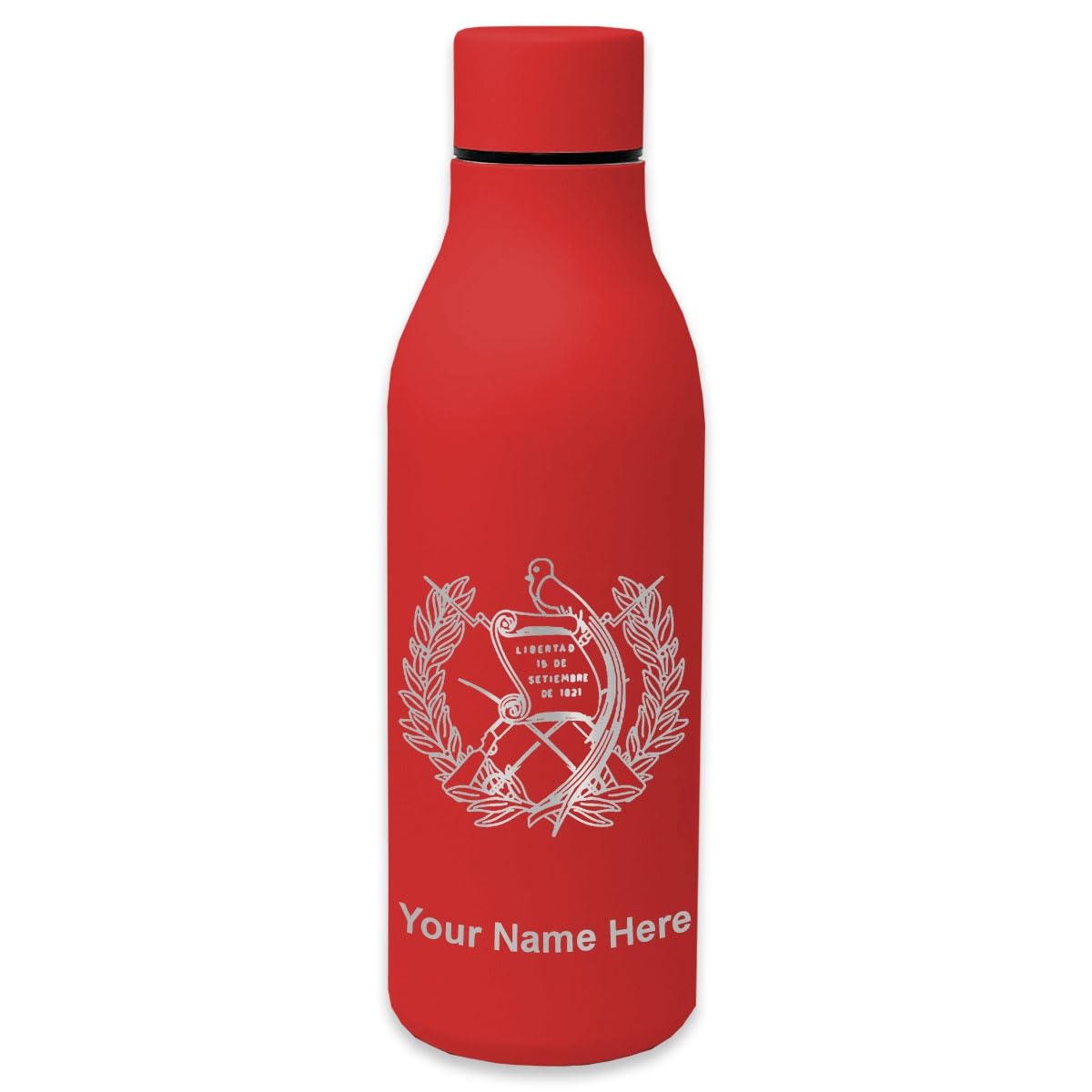 LaserGram 20oz Double Wall Insulated Stainless Steel Water Bottle with Guatemala Flag Design - Personalized Engraved Custom Name - Perfect for Travel, Gym & Outdoor Activities