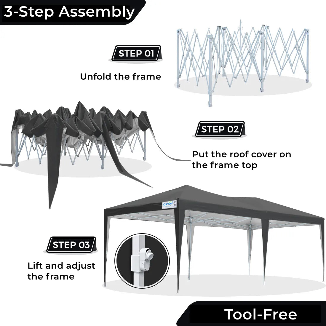 Quictent 10' x 20' EZ Pop Up Canopy Tent - Instant Shelter for Outdoor Events, Parties, Camping & Beach - Waterproof & UV Protection