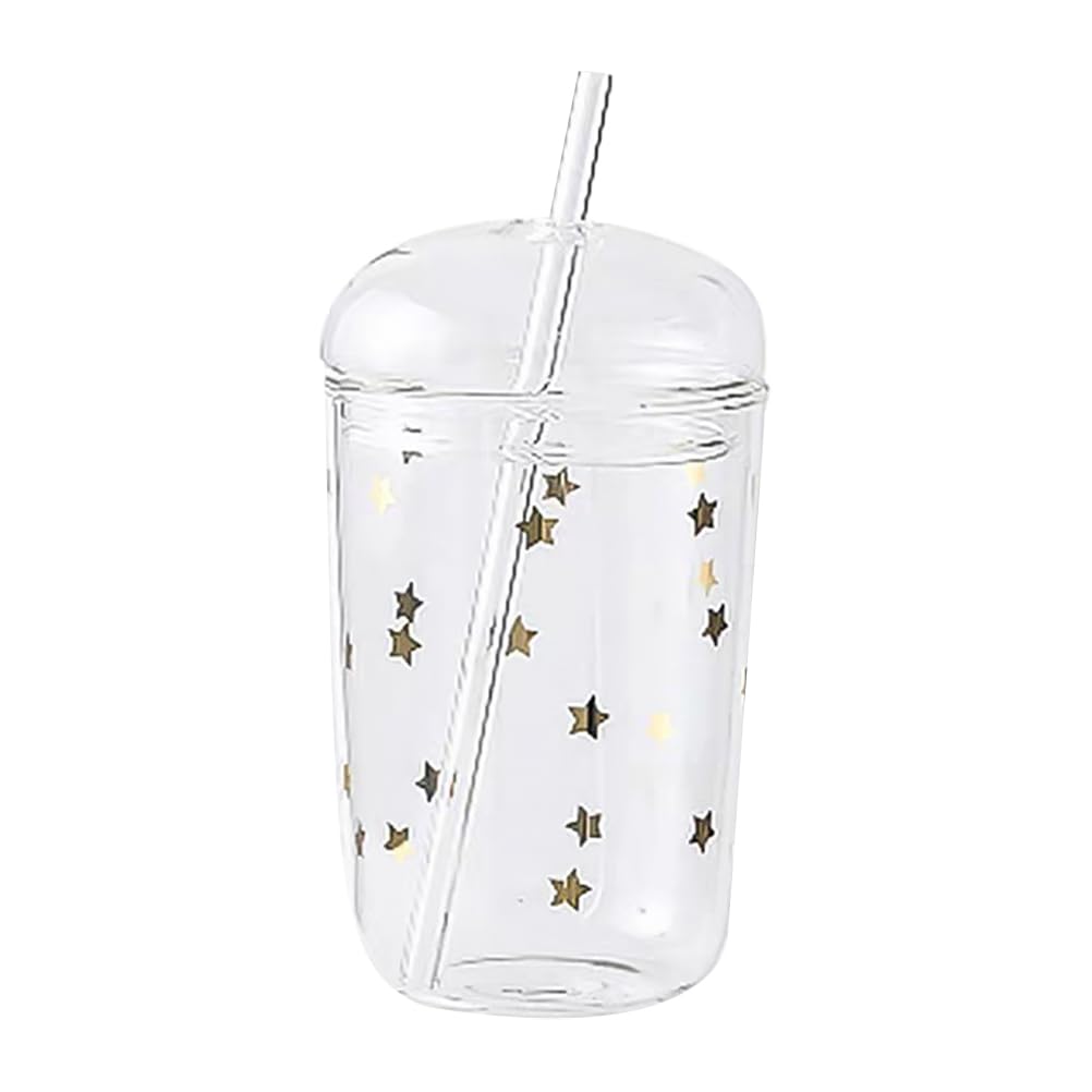 DOITOOL 16 oz Glass Tumbler with Lid and Straw - Reusable Iced Coffee Cup, Smoothie Cup & Bubble Tea Cup - Perfect for Cold Drinks, Juice, Tea and Coffee at Home, Office or Travel