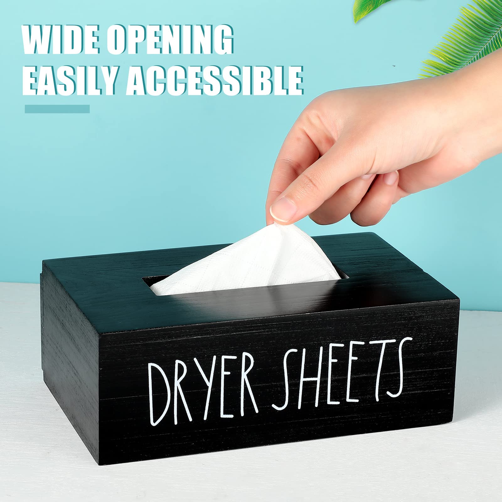 Luxury Wooden Dryer Sheet Holder Dispenser - Fabric Softener Storage Box for Laundry Room Organization - Black Wooden Decor with Light Luxury Style - Perfect for Laundry Room, Closet & Home Decor