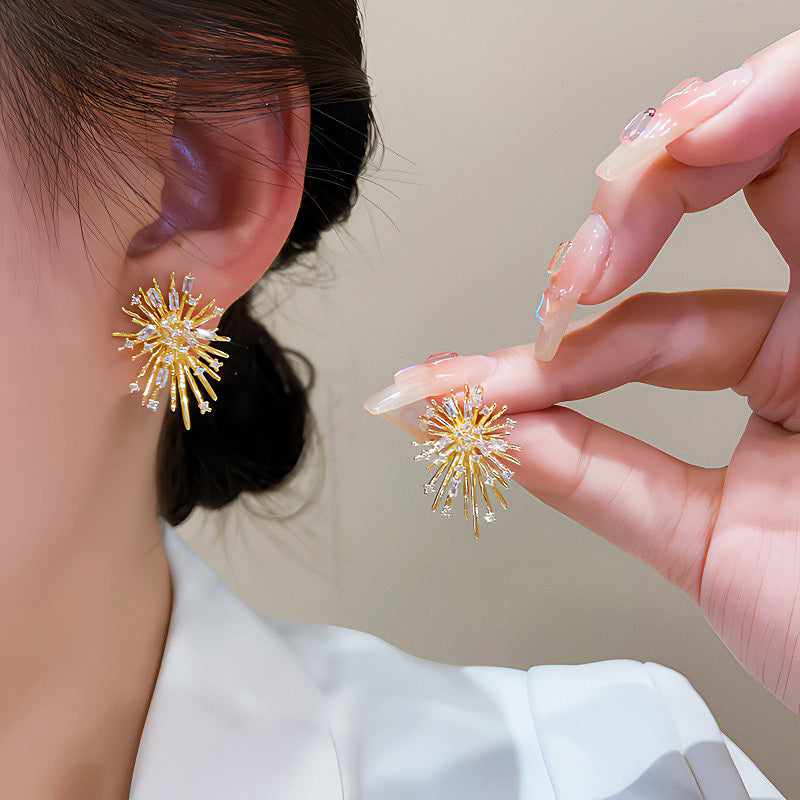 Sparkling Diamond Stud Earrings for Women - 14K Gold Plated Cubic Zirconia Earrings | HE2034 | Perfect for Weddings, Parties & Special Occasions