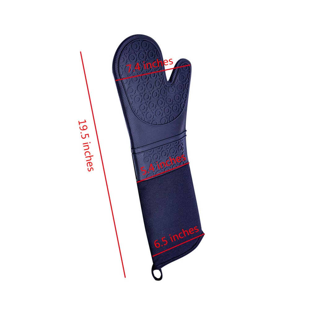 Professional Heat Resistant Silicone Oven Mitts - Extra Long 19.5