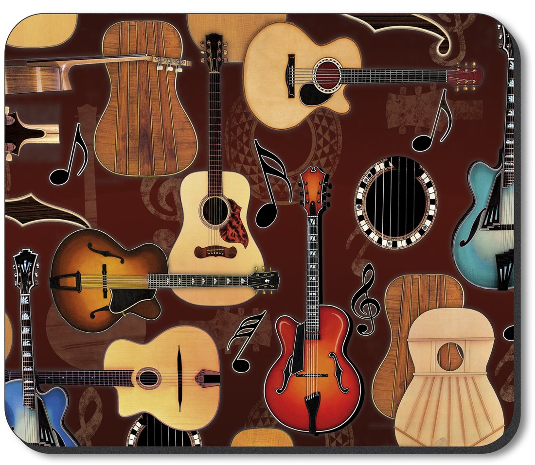 Premium Art Plates Brand Mouse Pad with Guitar Design by Dan Morris - Non-Slip Gaming & Office Desk Accessory for PC, Laptop, and Workspace