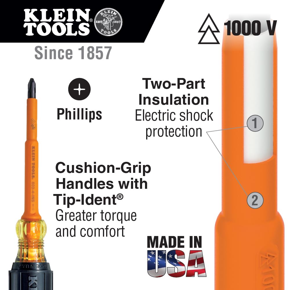 Klein Tools 33526 8-Piece Basic Insulated Tool Kit - 1000V Electrical Safety, Includes 3 Pliers, 3 Screwdrivers, Cable Cutter & Wire Stripper - Perfect for Electricians, DIY Home Repairs & Professional Wiring Projects