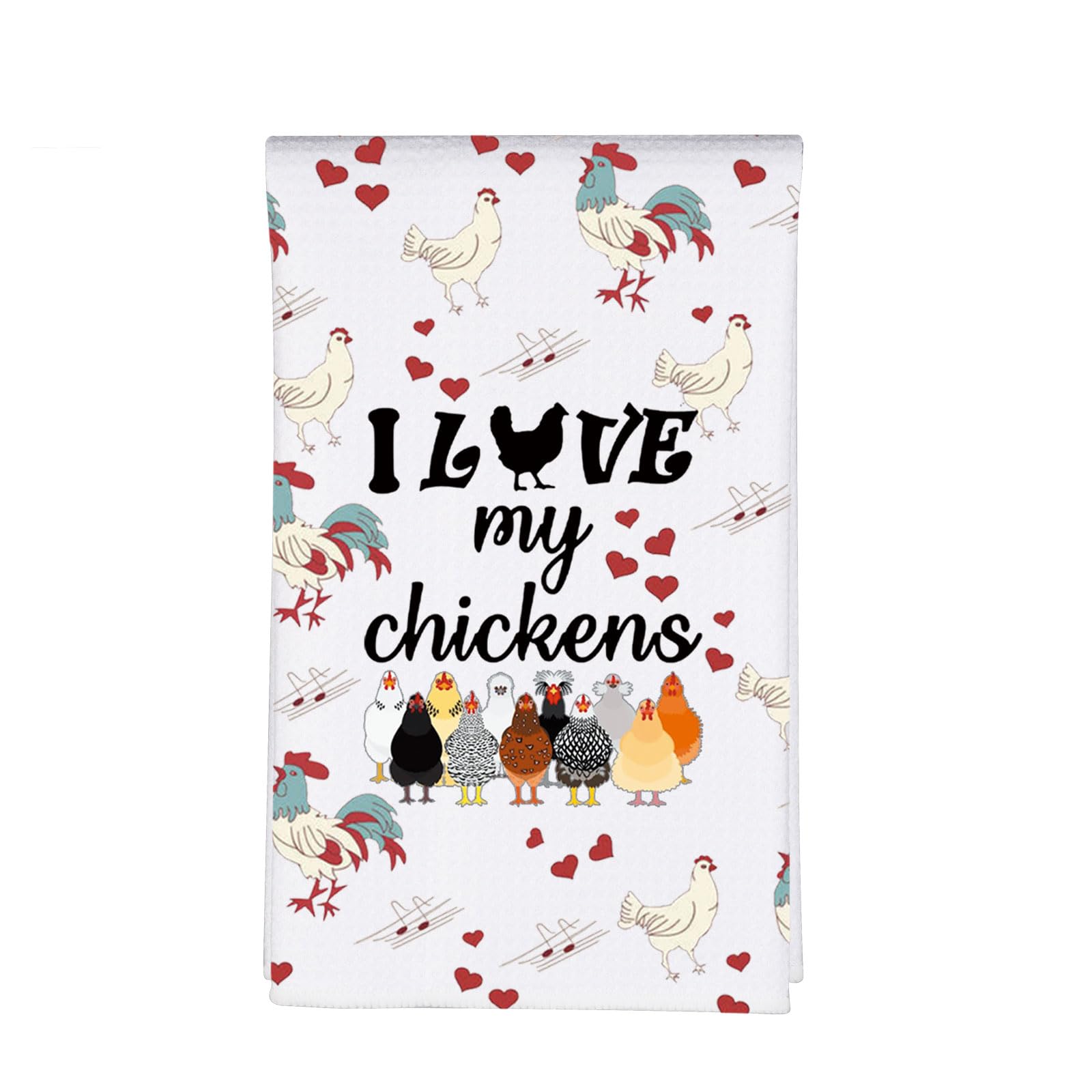 Funny Chicken Kitchen Towel - Cute Chickens Design Dish Cloth for Chicken Lovers & Farmers - Perfect Farmhouse Decor & Housewarming Gift - Great for Cooking, Baking & Country Style Kitchen Decor