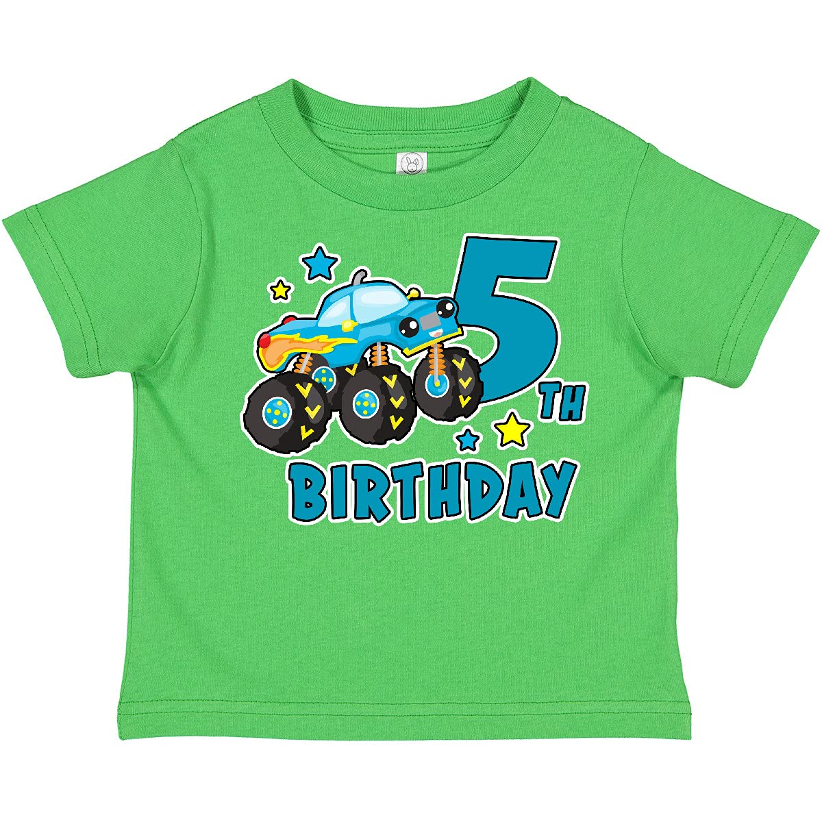 Inktastic 5th Birthday Monster Truck Toddler T-Shirt - Cute Boys' Graphic Tee for Birthday Party & Playtime | Soft Cotton Kids Shirt for Toddler Boys Age 2-5