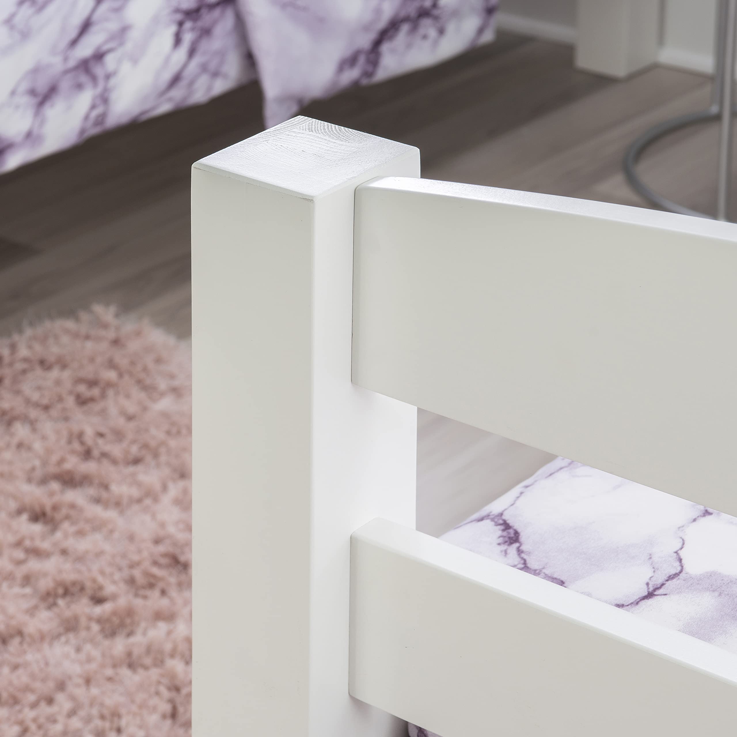 Powell Levi White Twin Over Twin Bunk Bed - Space Saving Kids Bedroom Furniture for Siblings or Sleepovers | Sturdy Wooden Bunk Beds for Small Rooms & Shared Bedrooms