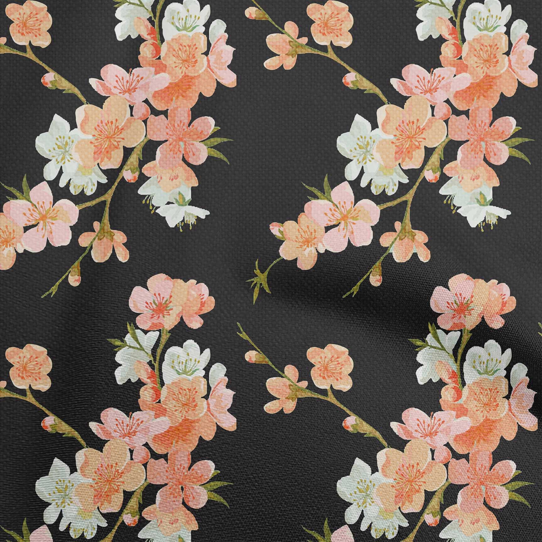 oneOone Cotton Flex Black Watercolor Floral Print Fabric - 40 Inch Wide Dress Material by The Yard | Perfect for DIY Dresses, Skirts & Home Decor Projects