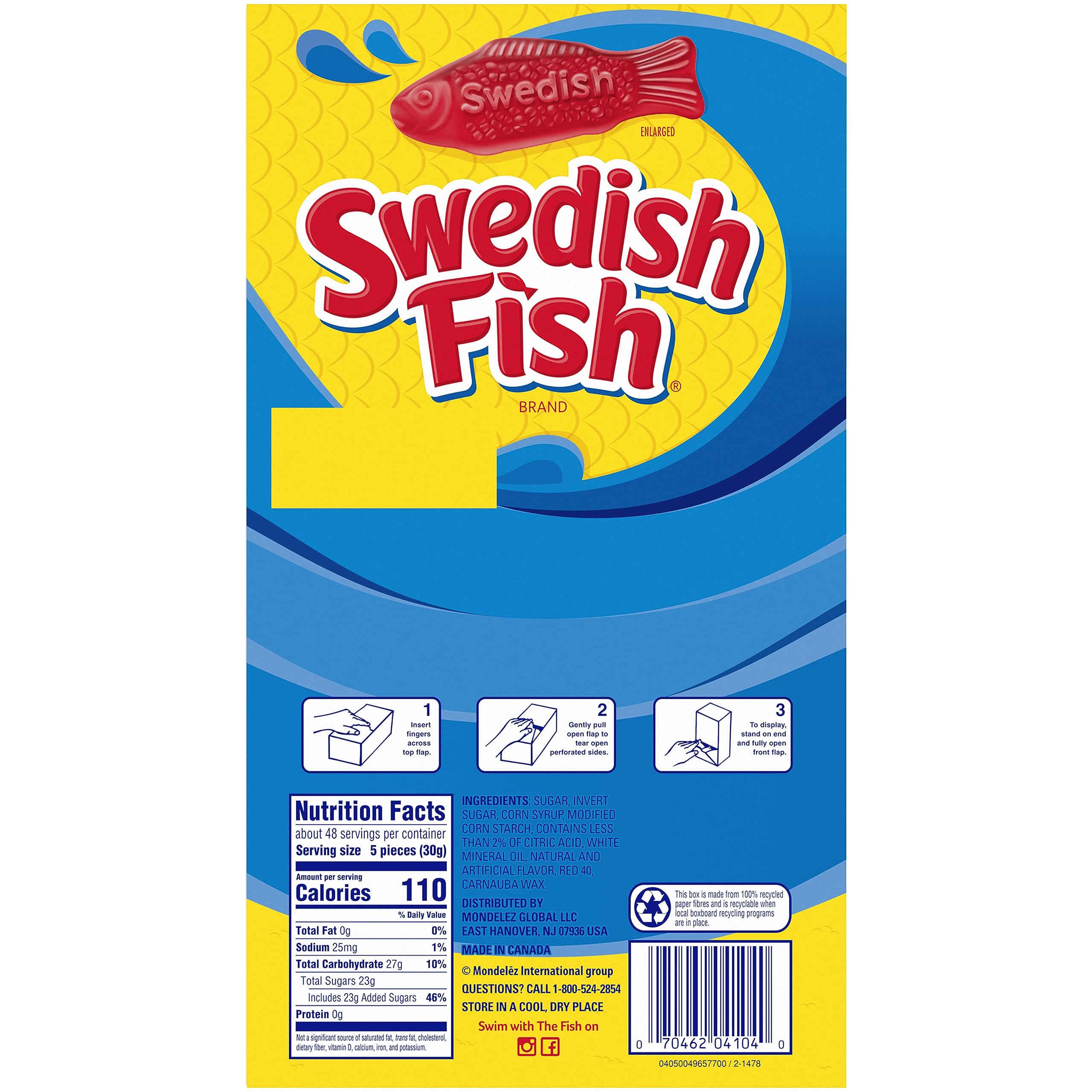Swedish Fish 240-Piece Grab-and-Go Candy Snacks Box - Bulk Gummy Candy for Office, Party, Movie Night & Road Trips - Perfect Reception Treats & Sweet Snacks