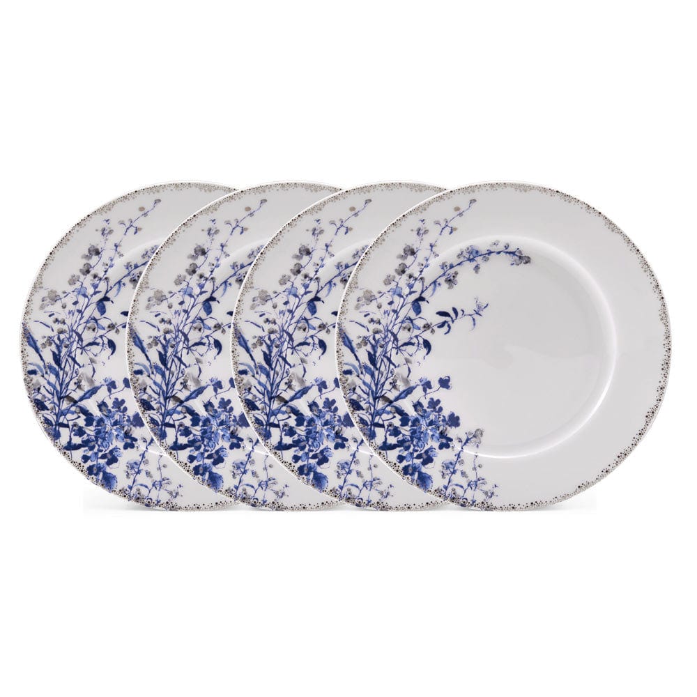 Kaia Platinum 4-Piece Dinner Plate Set - Elegant & Durable Porcelain Plates for Fine Dining, Everyday Meals & Entertaining