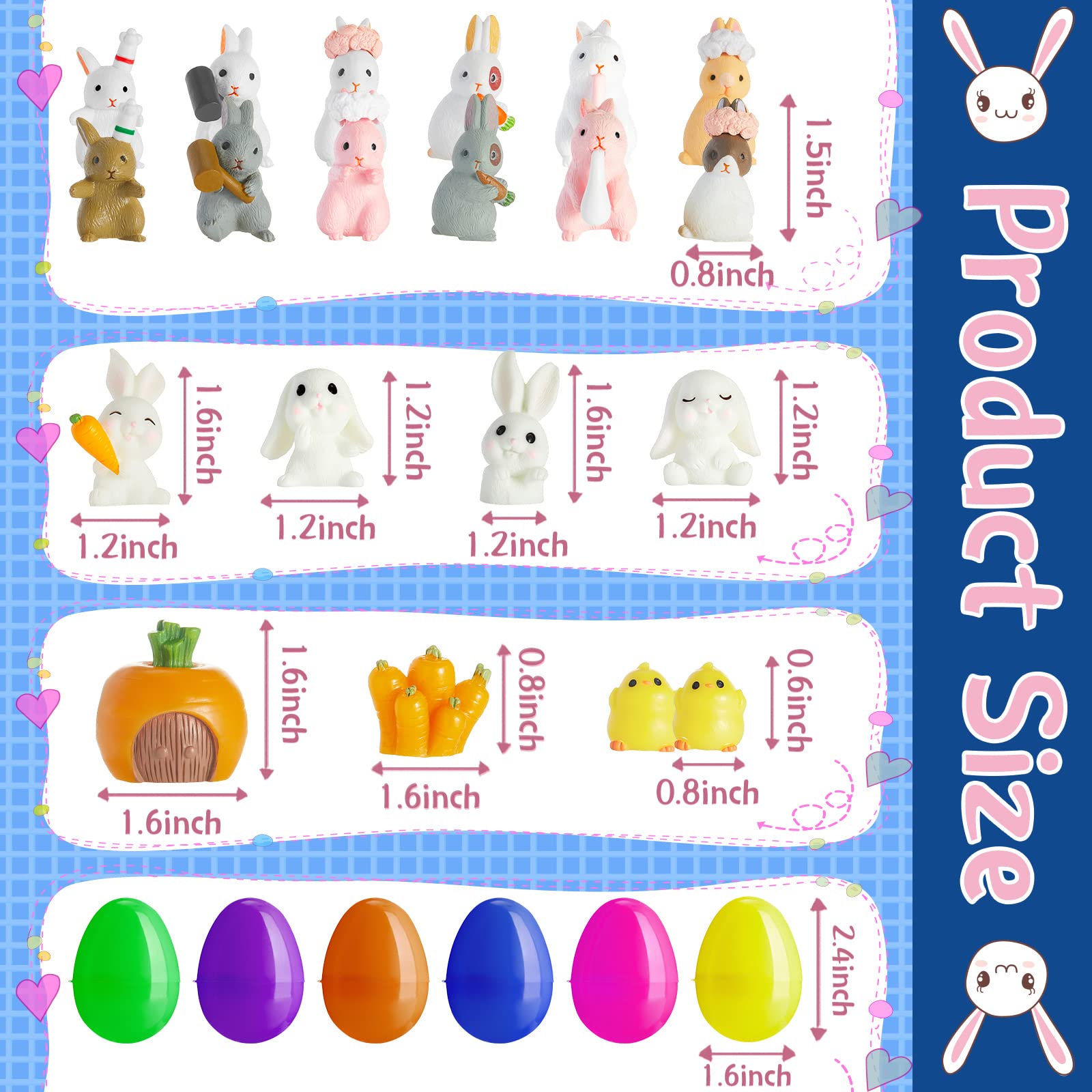 40 Pcs Mini Filled Easter Eggs with Chick & Bunny Figurines - Resin Miniature Decorations for Easter Egg Hunt, Party Favors, Kids Gifts - Perfect for Easter Celebrations, Spring Decor, and Holiday Party Supplies
