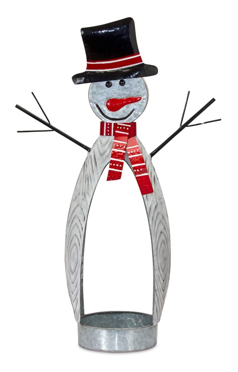 DS 29 Inch Silver Iron Snowman Candle Holder - Perfect for Christmas Decor, Winter Home Decor & Holiday Table Centerpiece