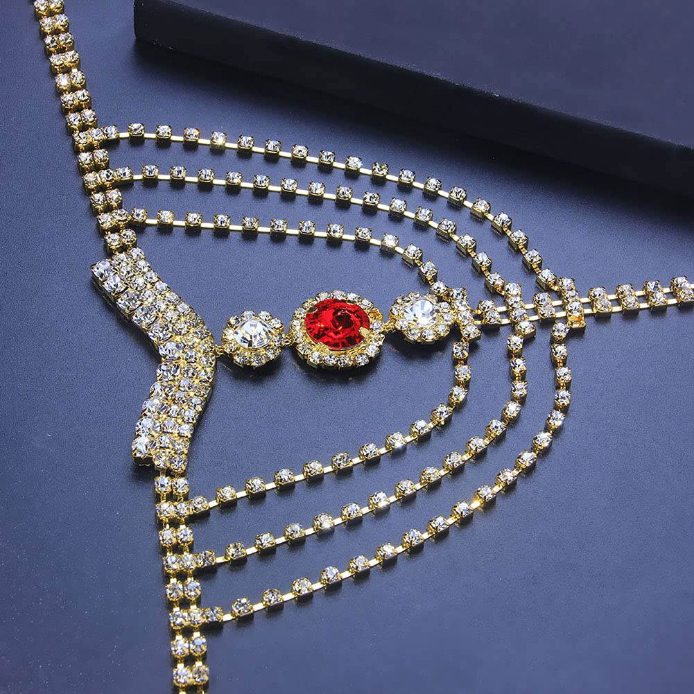 Sparkling Rhinestone Body Chain for Women - Crystal Belly Waist Jewelry - Shiny Mini Thong Nightwear Accessory - Perfect for Bachelorette Parties, Music Festivals & Sensual Occasions