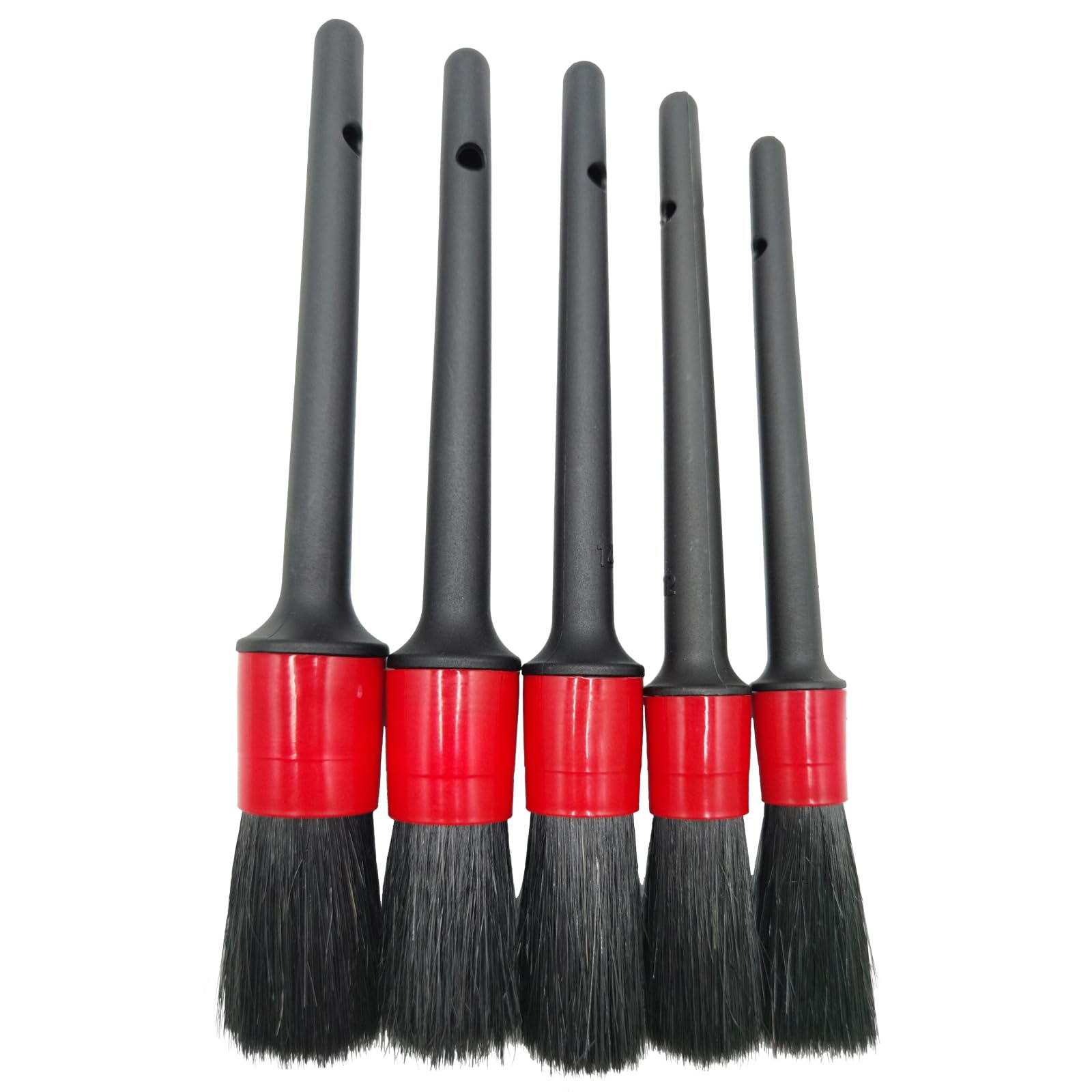Premium 5-Piece Car Detailing Brush Set - Soft Boar Hair Bristles for Gentle Cleaning | Includes Car Wash Brush, Wheel Cleaner Brush, Dust Brush, Leather Seat & Vent Brush | Perfect for Auto Detailing, Interior Care & Professional Car Cleaning