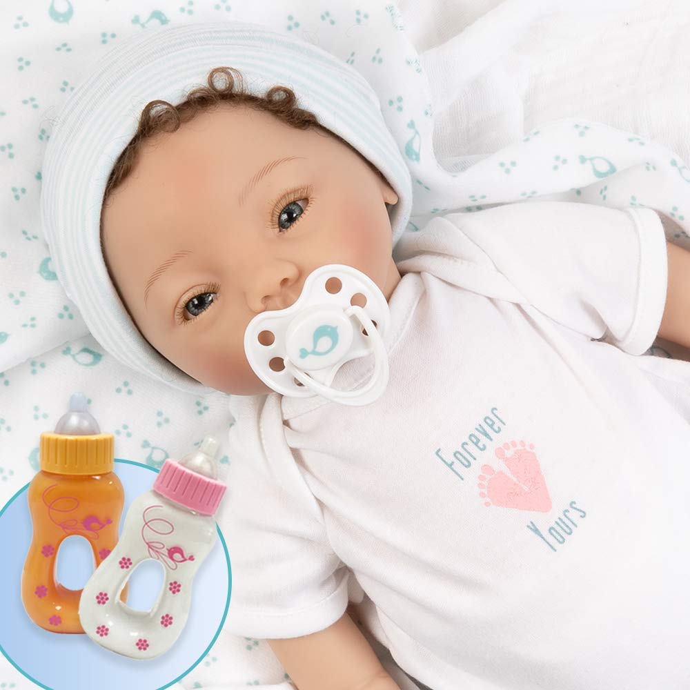 16 Inch Realistic Newborn Baby Doll with Rooted Hair - Forever Yours Miracle Collectible Doll Set with Magic Bottles & Magnetic Pacifier | Perfect for Gift Giving, Nursery Decor, and Doll Collectors