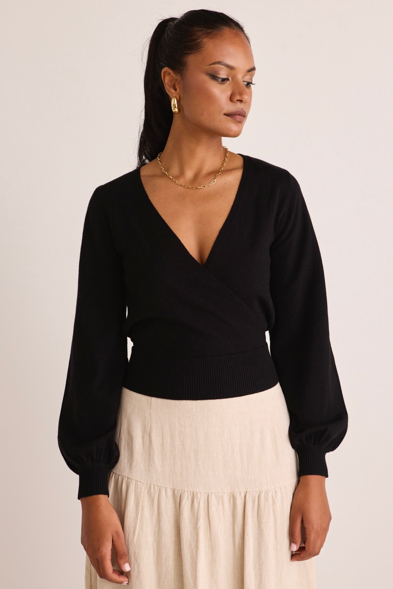 Cross My Heart Black Ballerina Fine Knit Wrap Cardigan - Elegant Women's Lace Knit Sweater for Date Night & Office Wear