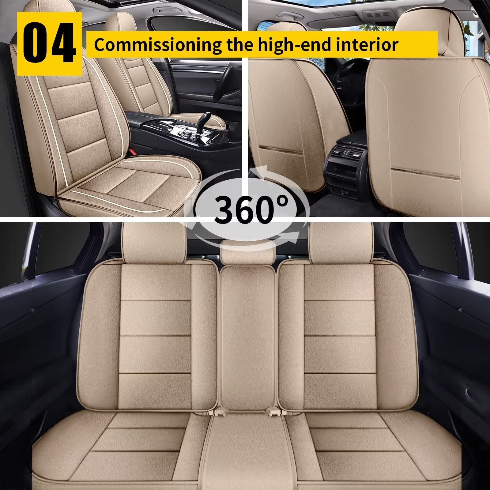 Premium Faux Leather Car Seat Covers for Volvo XC40 2019-2025 - 5-Piece Full Set (Beige) | Universal Fit, Comfort & Protection | Perfect for Daily Commute, Road Trips & Family Travel